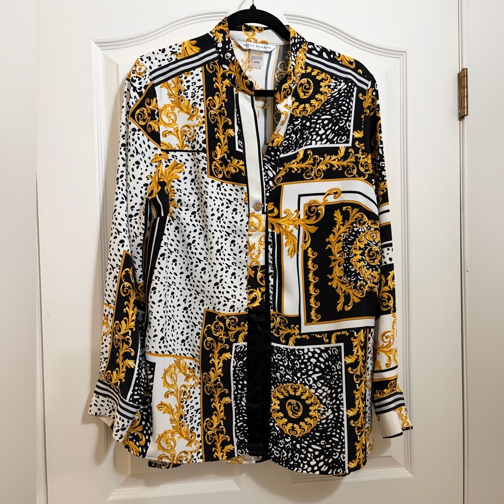 Peter Nygard Black and Gold Layering top